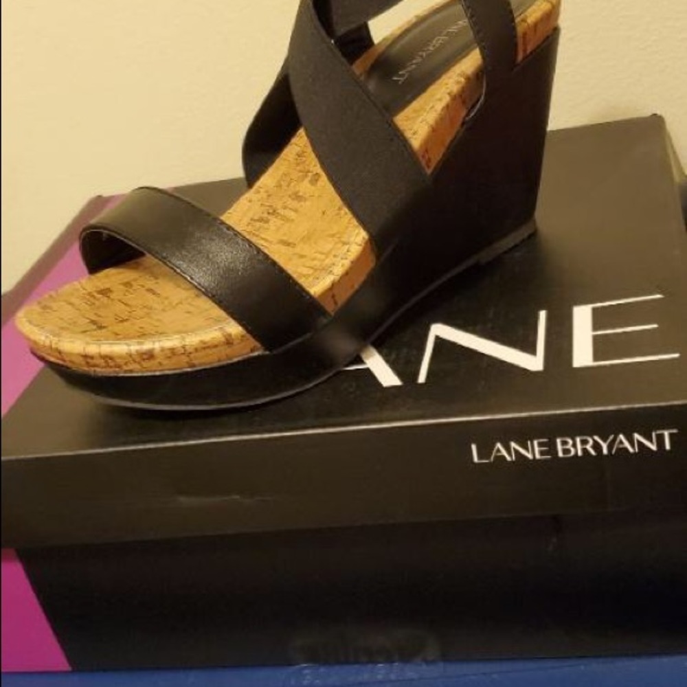 Black wedge sandals